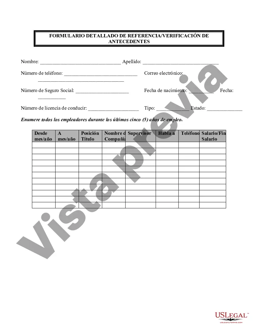 Preview Formulario detallado de verificación de antecedentes de referencia