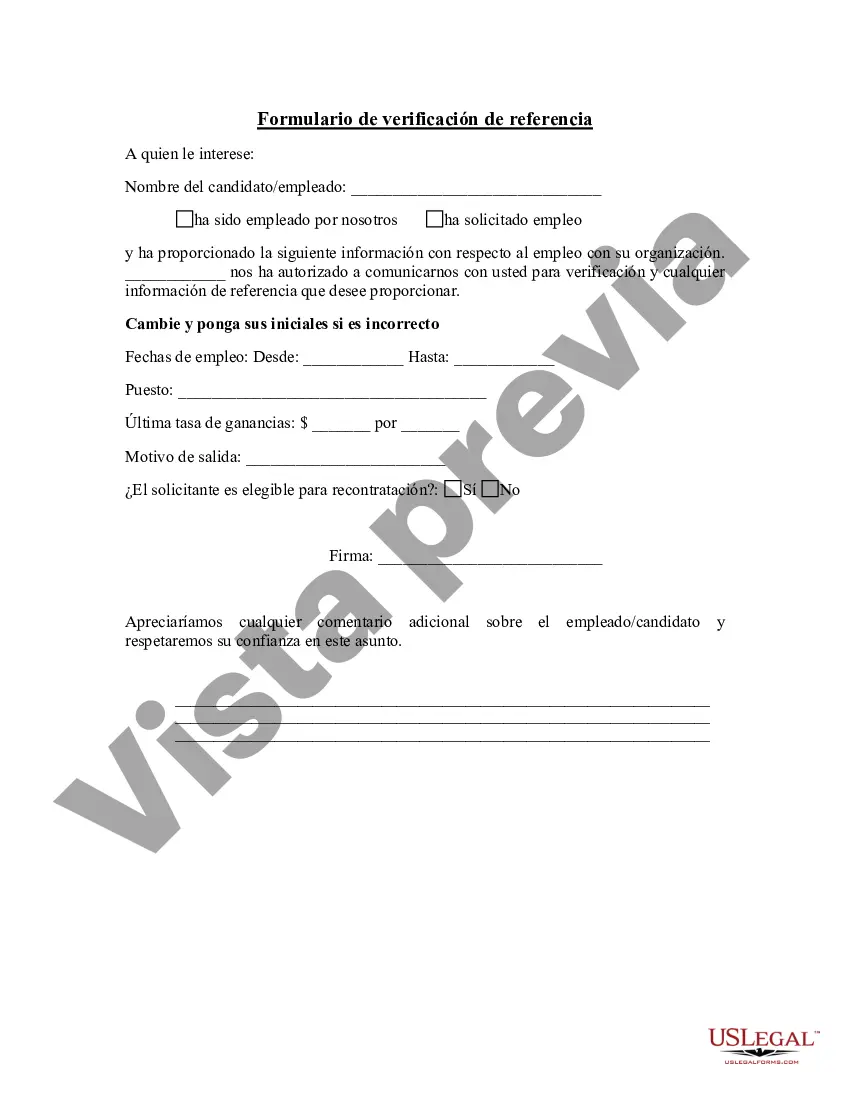 Preview Formulario de verificación de referencia