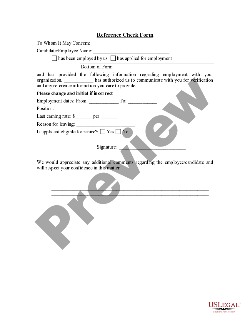Reference Check Form - Reference Form Pdf | US Legal Forms