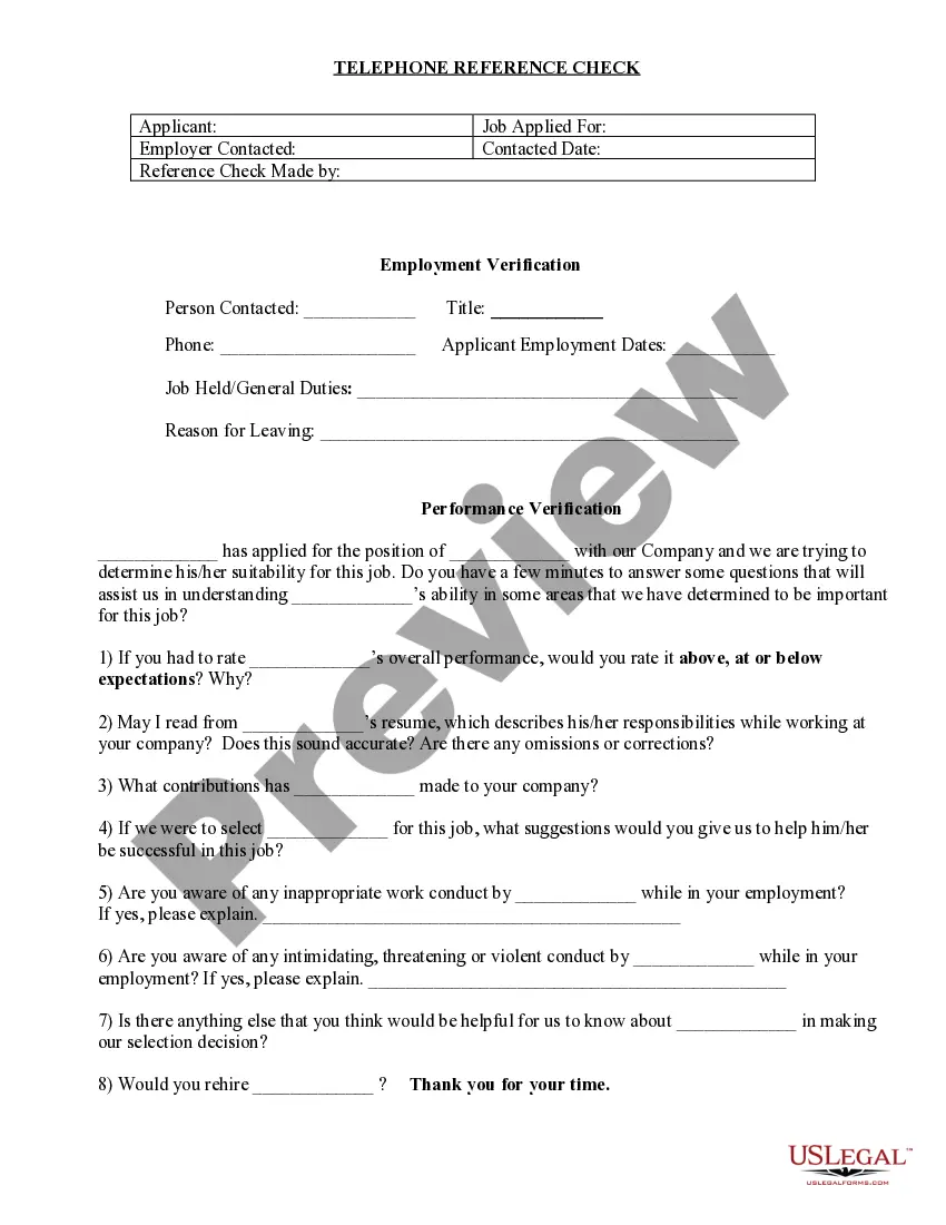 Get Telephone Reference Check Preview Telephone Reference Check