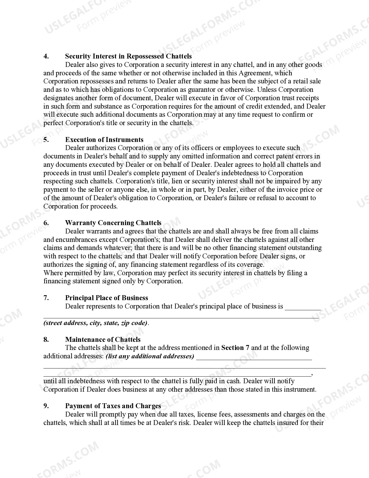Preview Financing Agreement between Dealer and Credit Corporation for Wholesale Financing in Accounts
