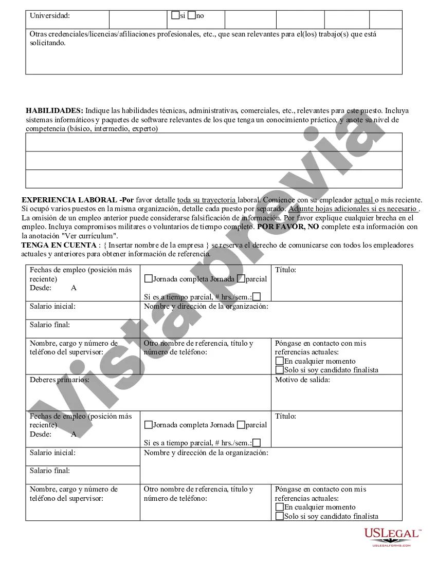 Preview Solicitud de Empleo o Trabajo