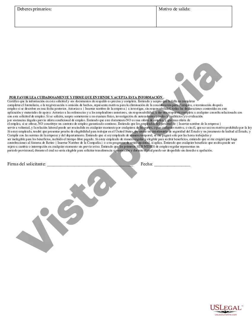 Preview Solicitud de Empleo o Trabajo