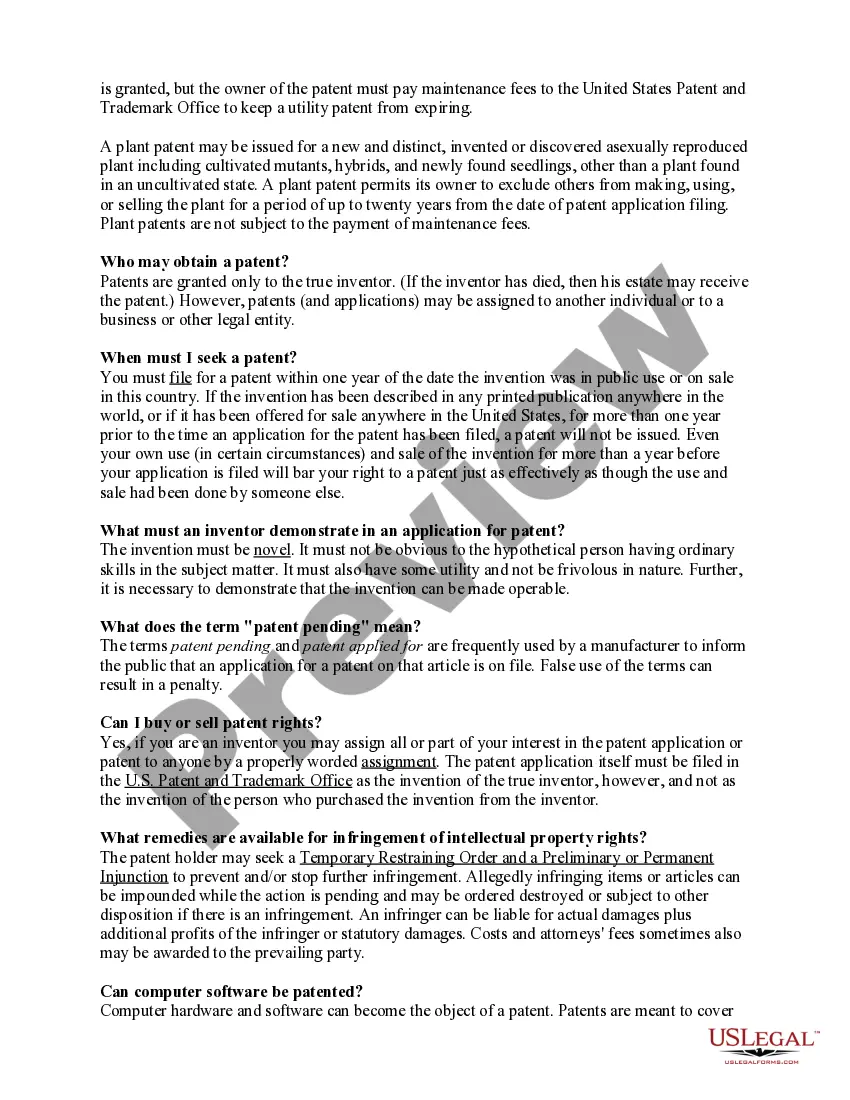 Preview Checklist ??? FAQ About Patents