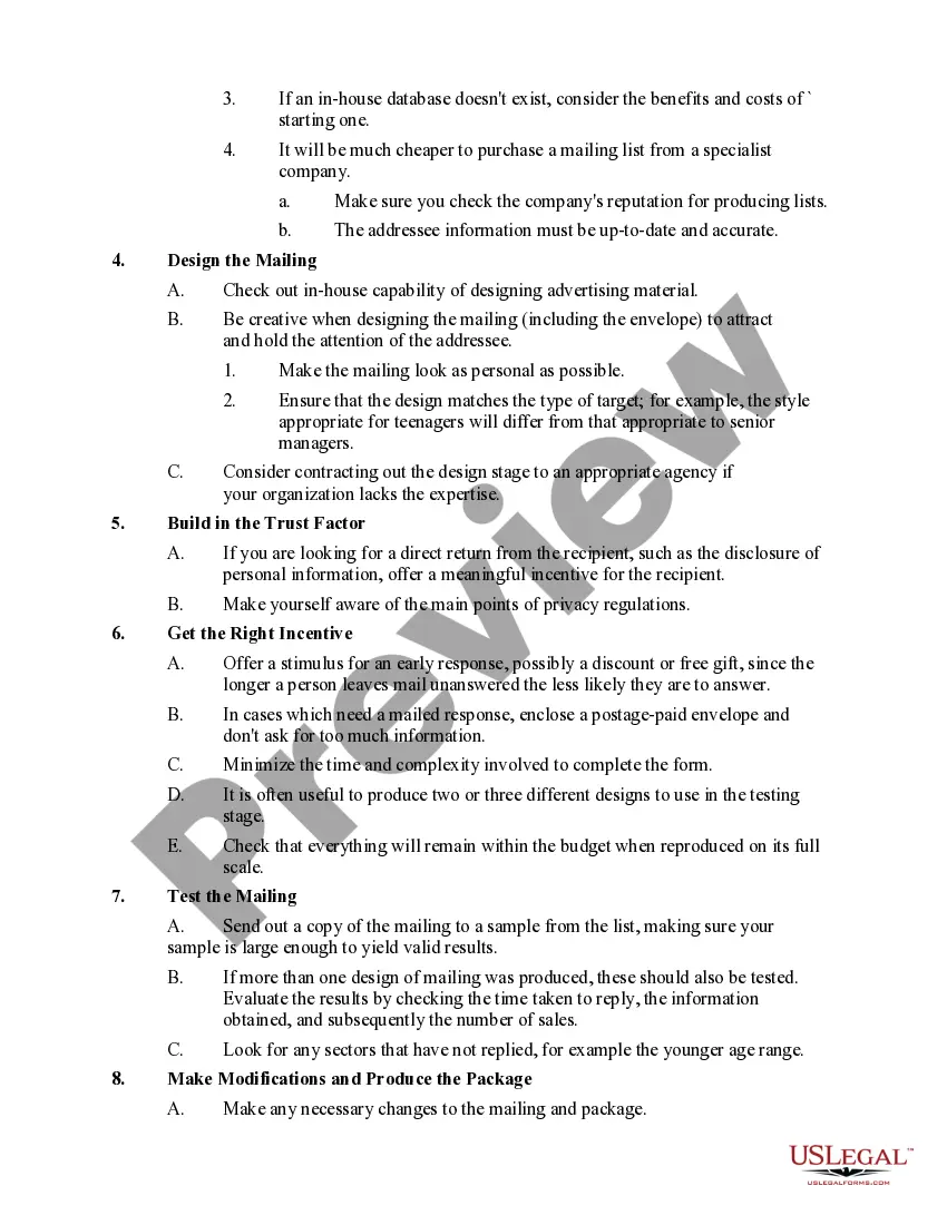 Get Checklist - Direct Mail Campaign Preview Checklist - Direct Mail Campaign