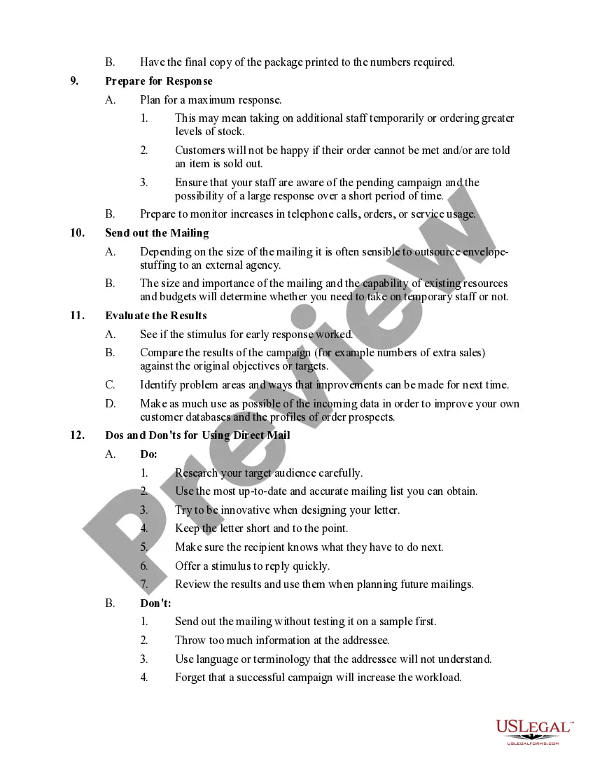 Get Checklist - Direct Mail Campaign Preview Checklist - Direct Mail Campaign