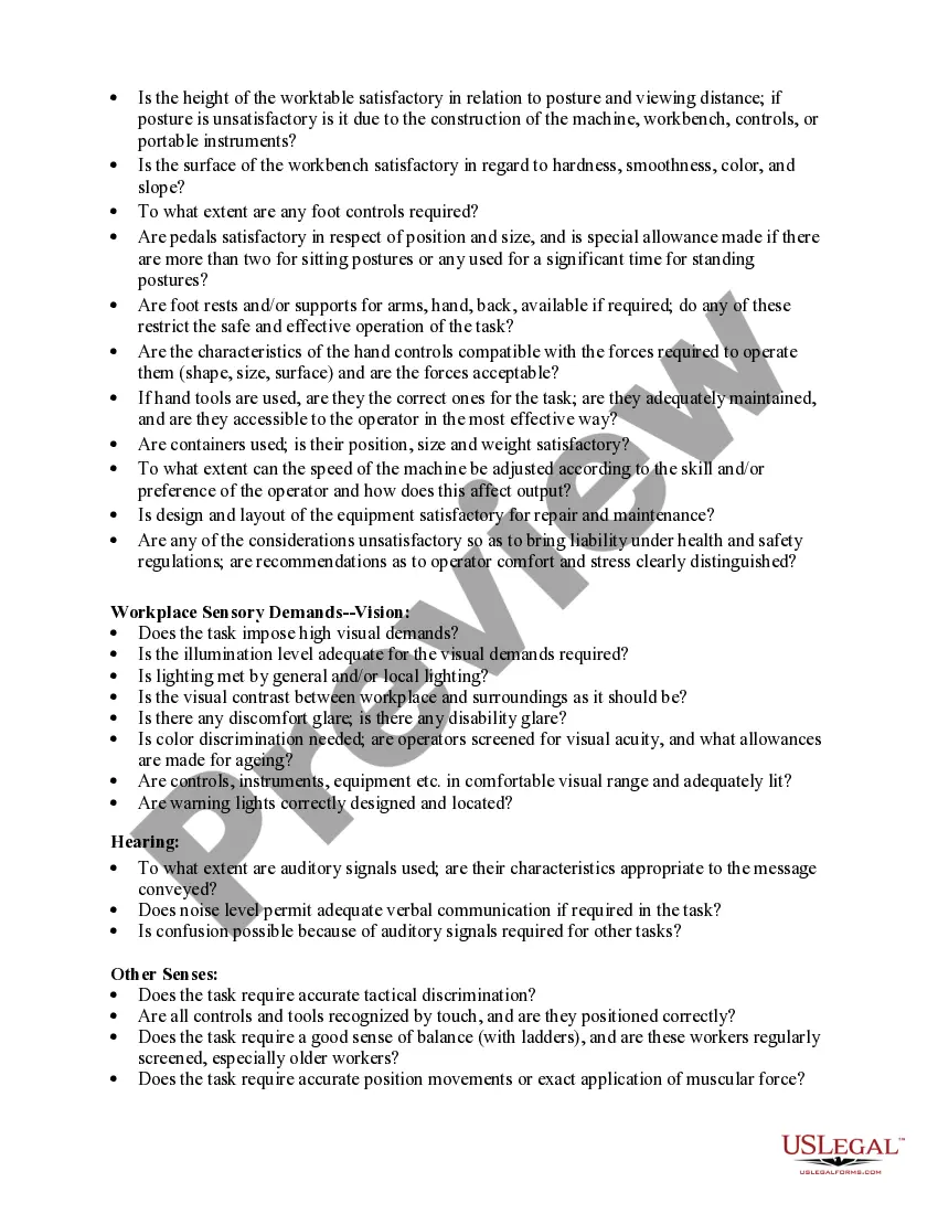 Get Checklist - Ergonomics Preview Checklist - Ergonomics