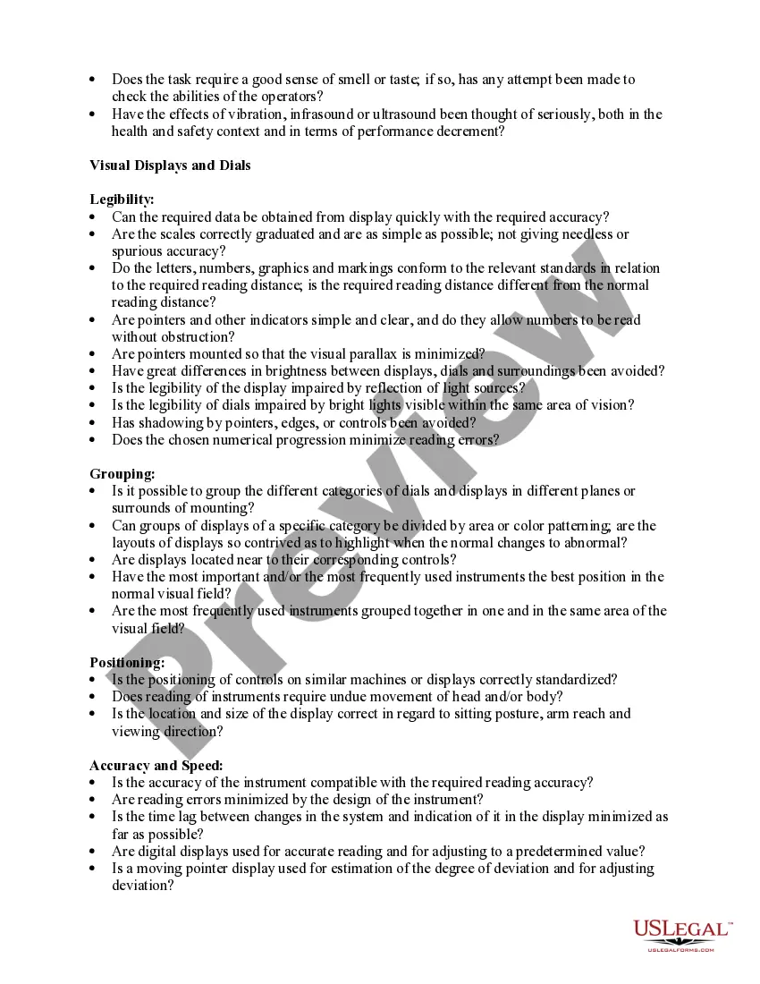 Get Checklist - Ergonomics Preview Checklist - Ergonomics