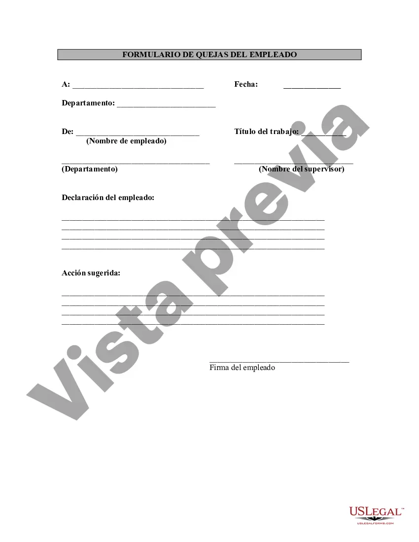 Preview Formulario de quejas de empleados