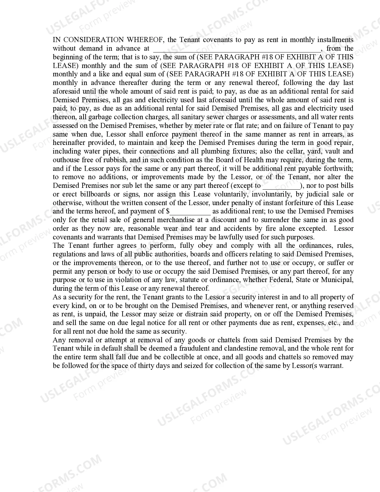 Preview Commercial Lease Agreement No Exhibits