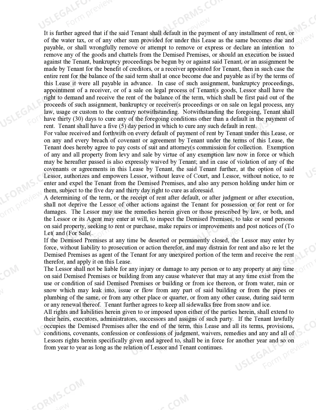 Preview Commercial Lease Agreement No Exhibits