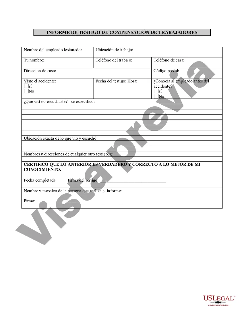 Preview Informe de testigo de compensación laboral