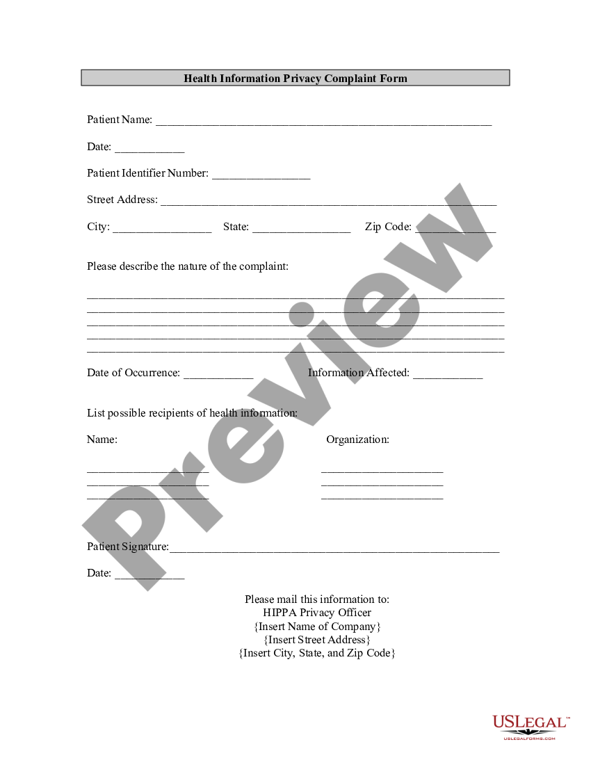 Health Information Privacy Complaint Form For Filing With Hipaa Privacy Office Health 7743