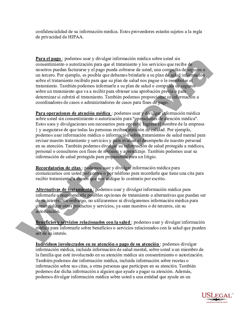 Preview Aviso de prácticas de privacidad de HIPAA