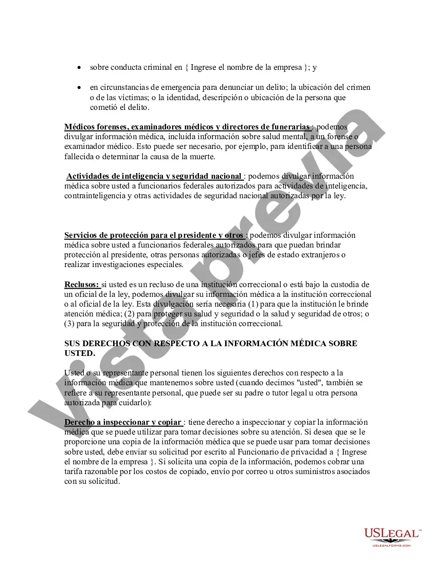 Preview Aviso de prácticas de privacidad de HIPAA