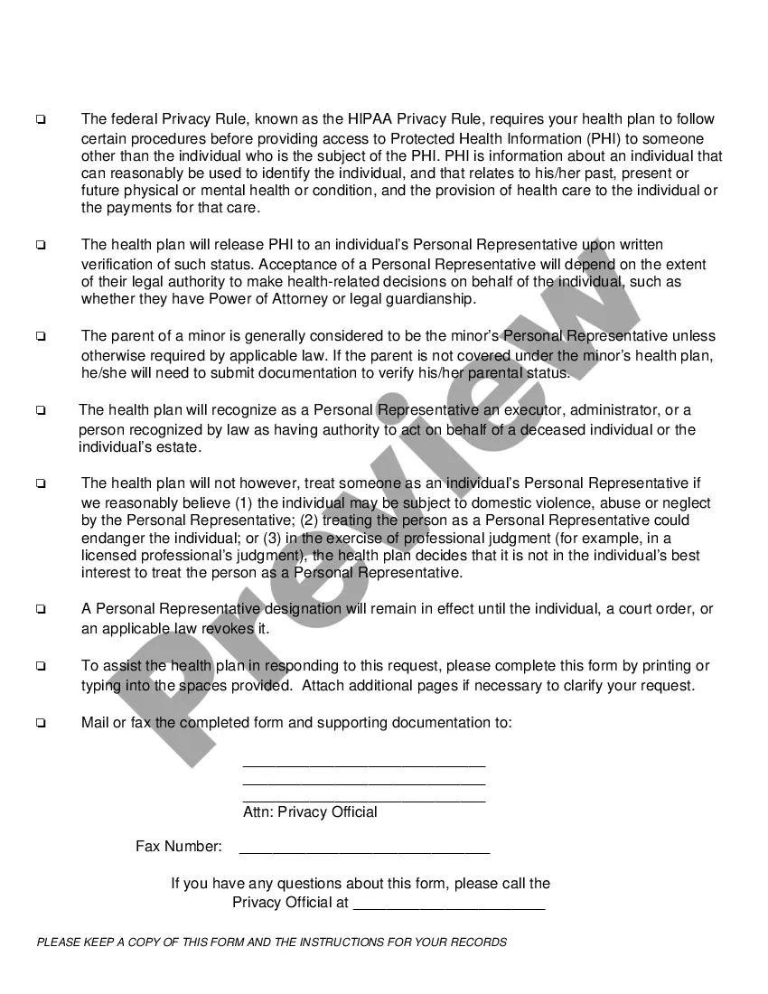 Get Personal Representative Request Form Preview Personal Representative Request Form