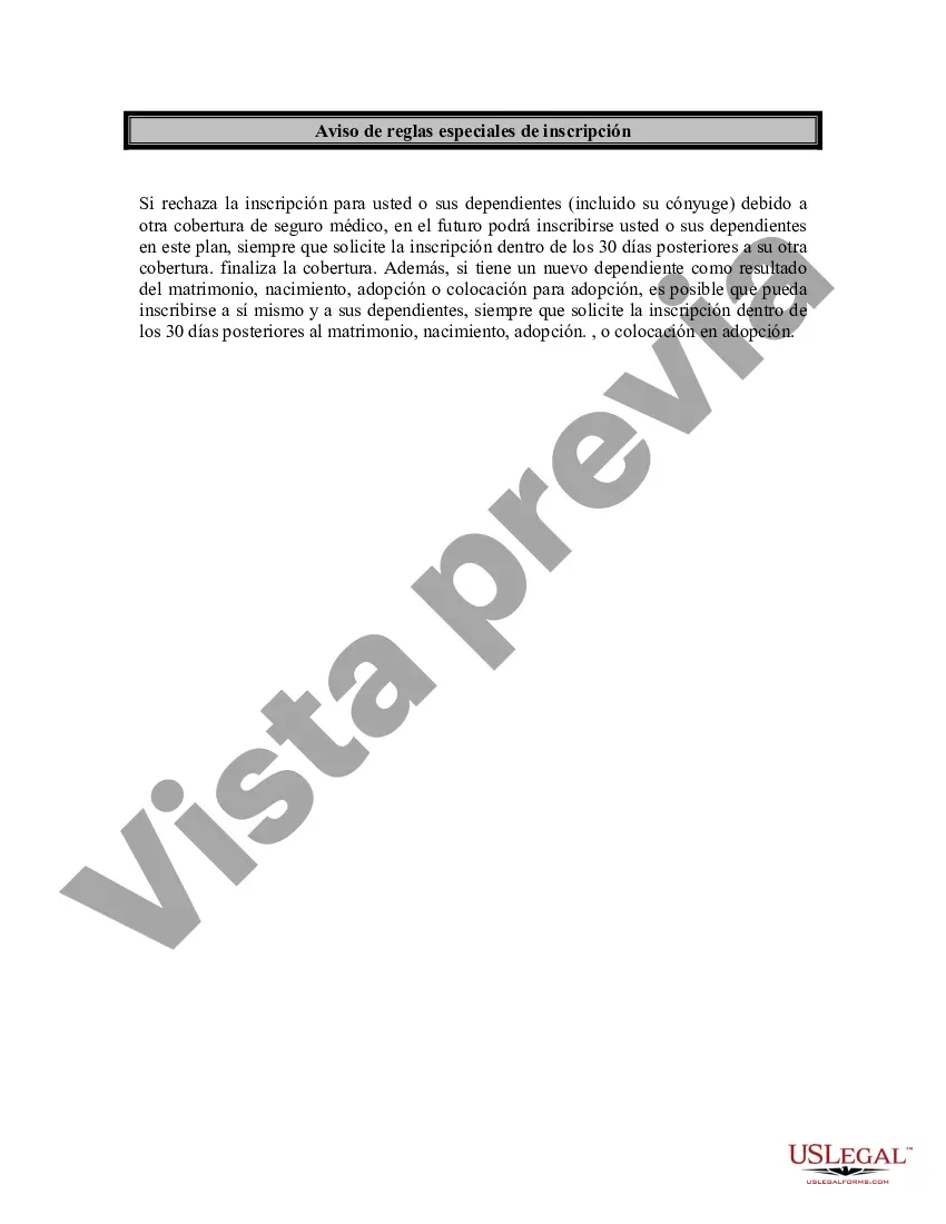 Preview Aviso de reglas especiales de inscripción