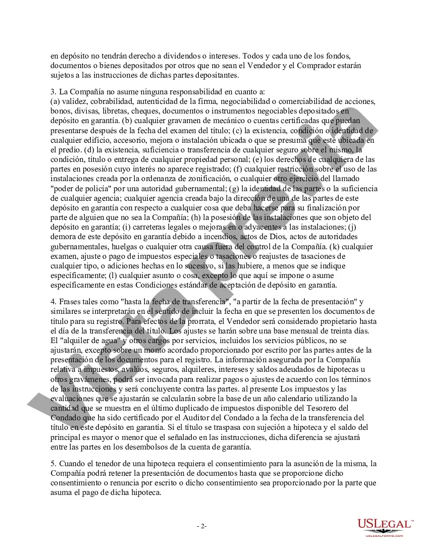 Preview Condiciones estándar de aceptación de depósito en garantía