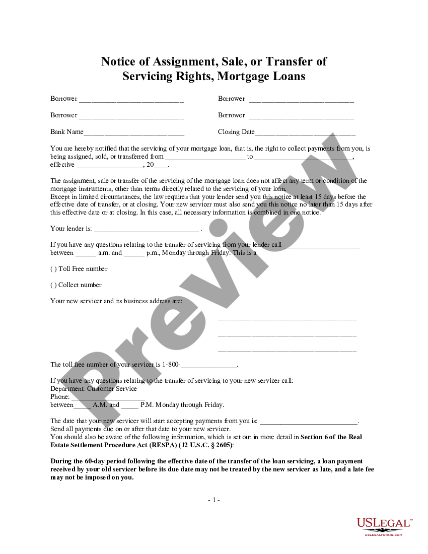 notice of assignment mortgage