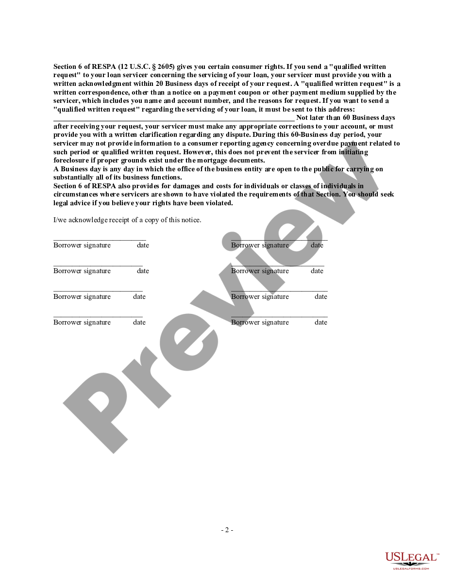 page 1 Notice of Assignment, Sale, or Transfer of Servicing Rights, Mortgage Loans preview