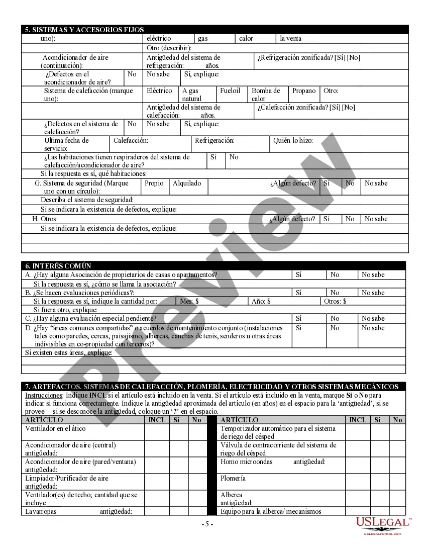 Preview Declaracion de Descargo de Responsabilidad y Descripcion de una Propiedad Residencial. Residential Property Disclosure and Disclaimer Statement