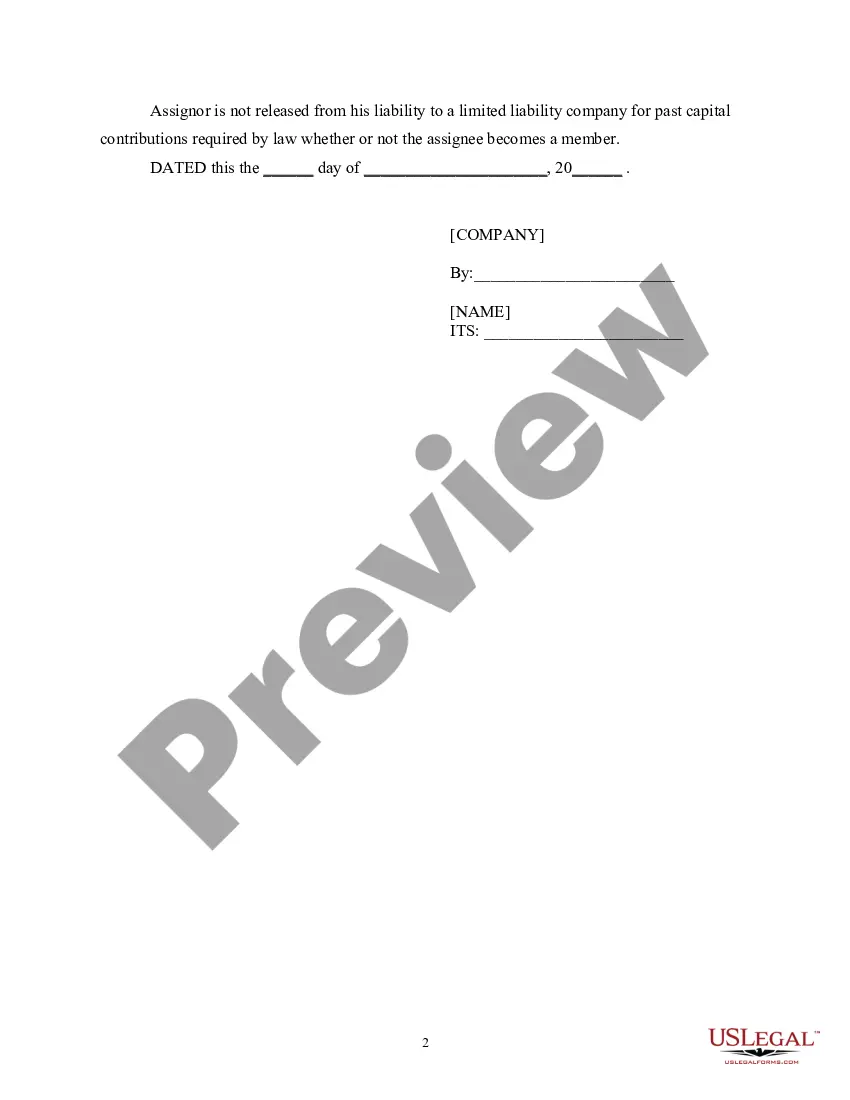 Preview Assignment of Member Interest in a Limited Liability Company LLC