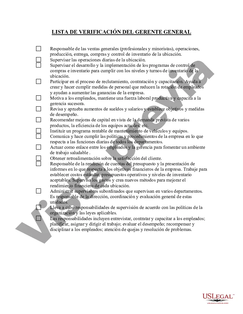 Preview Lista de verificación del gerente general