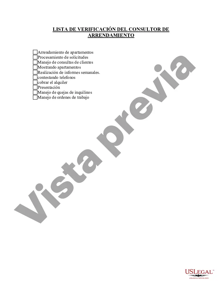 Preview Lista de verificación del asesor de arrendamiento