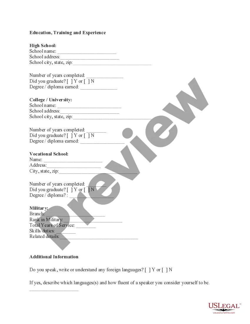 Preview Application for At-Will Employment