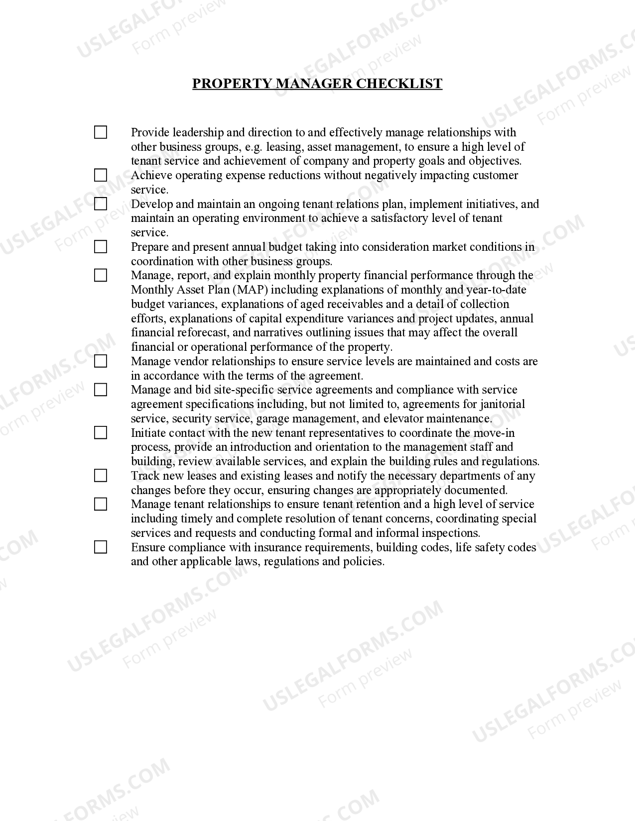 Montana Property Manager Checklist US Legal Forms
