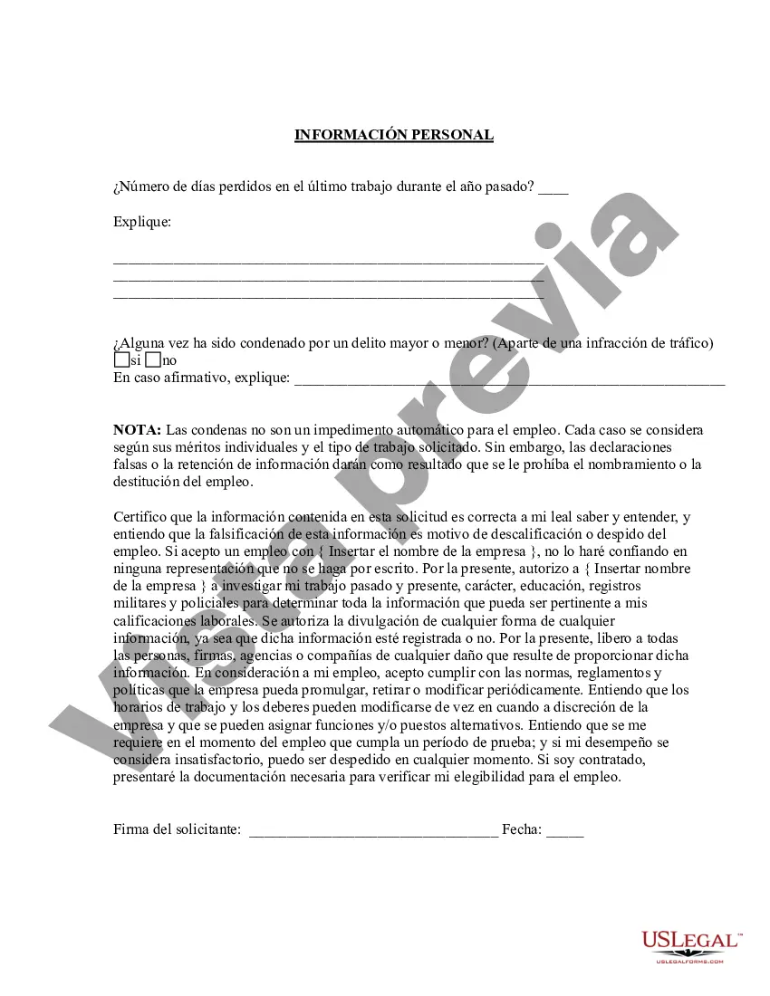 Preview Solicitud de trabajo o empleo: puesto administrativo, exento, ejecutivo o no exento