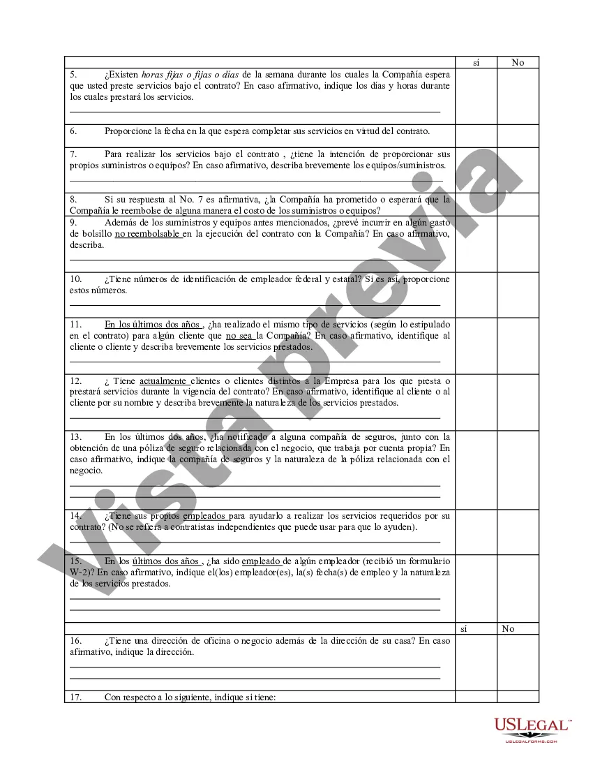 Preview Cuestionario para contratistas independientes que trabajan por cuenta propia