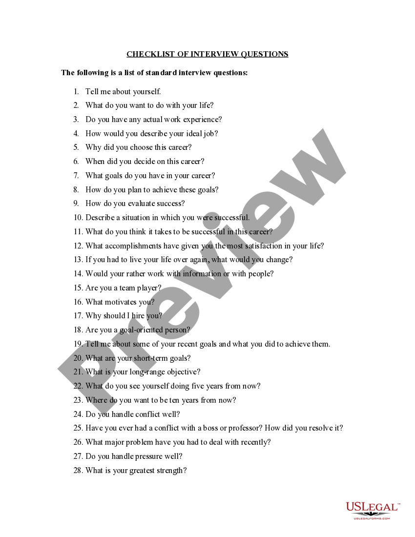 Arkansas Checklist of Standard and Illegal Hiring Interview Questions