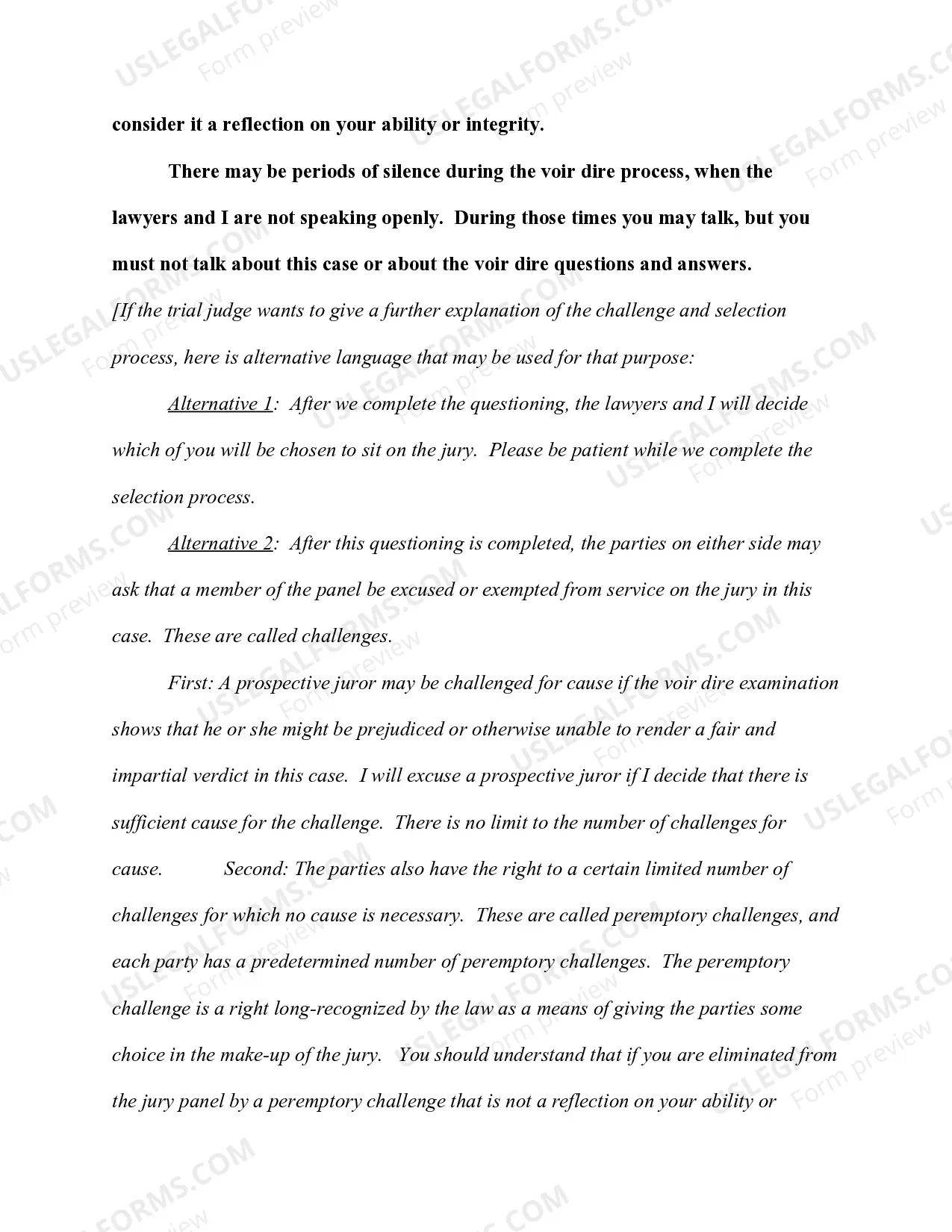 Preview Preliminary Instructions to Jury Panel