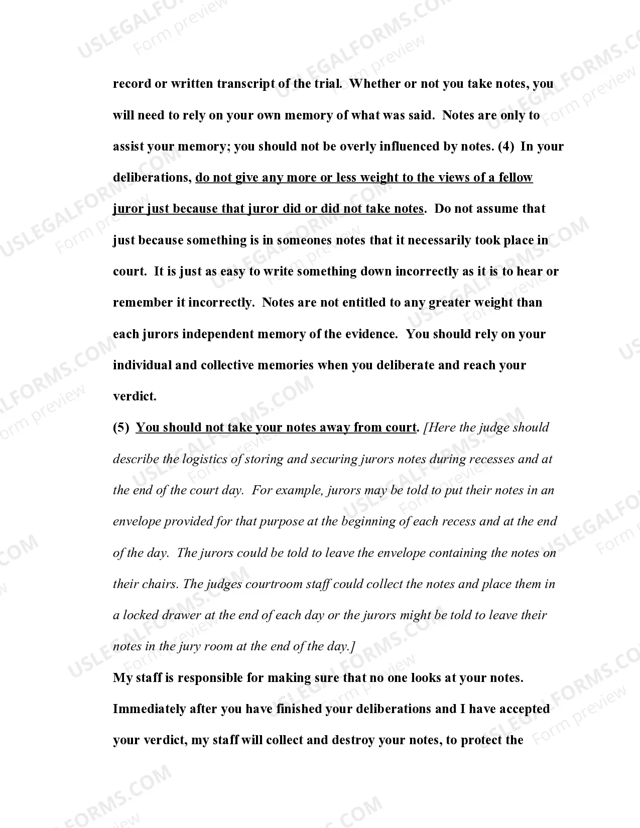 Preview Note Taking by Jurors