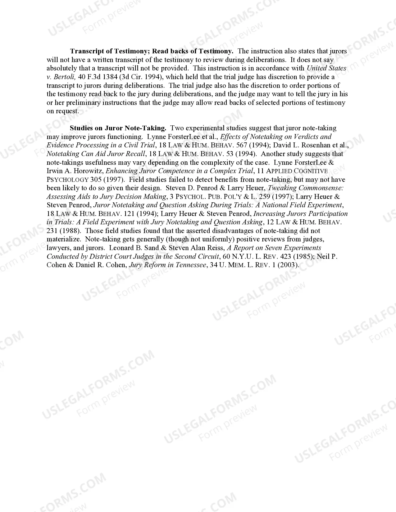 Preview Note Taking by Jurors