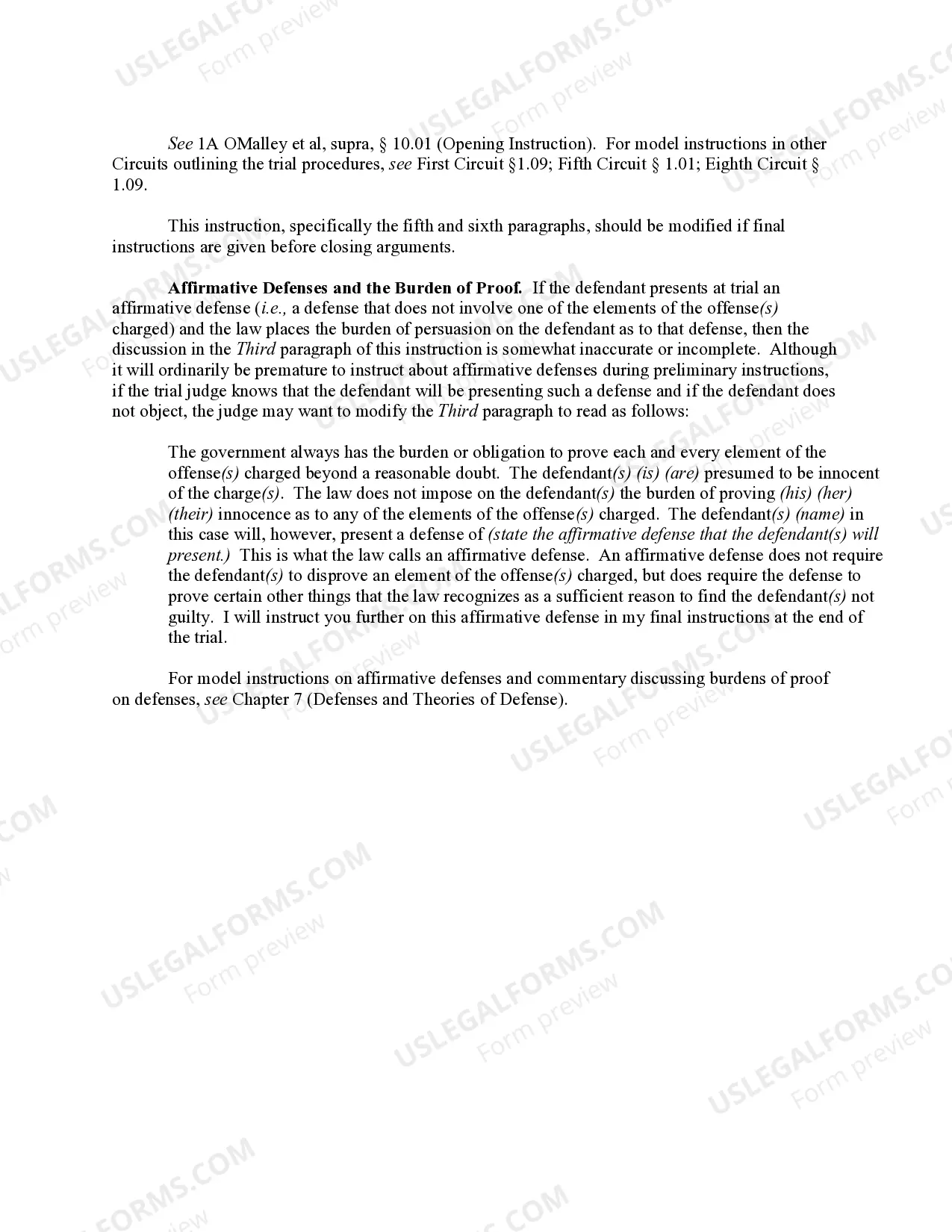 Preview Description of Trial Proceedings