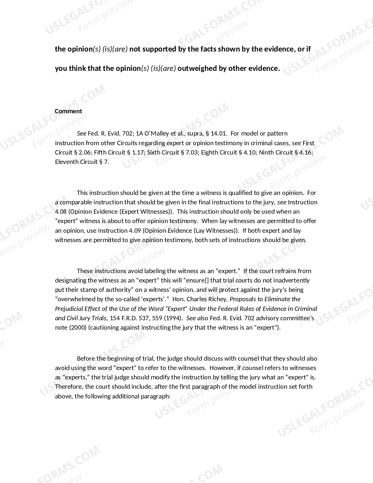 Preview Opinion Evidence (Expert Witnesses)