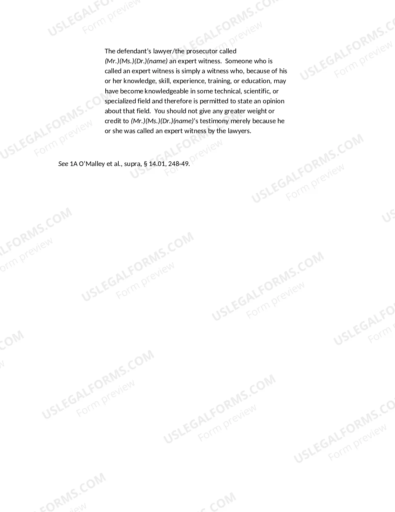 Preview Opinion Evidence (Expert Witnesses)