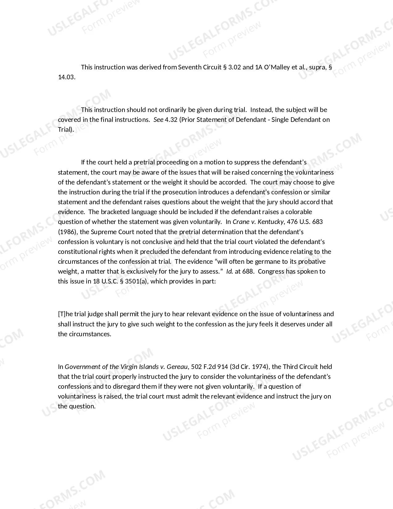 Preview Prior Statement of Defendant - Single Defendant on Trial