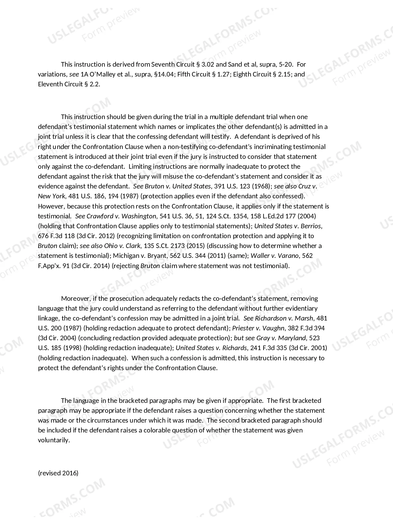 Preview Prior Statement of a Defendant - Multi-Defendant Trial (revised 2016)