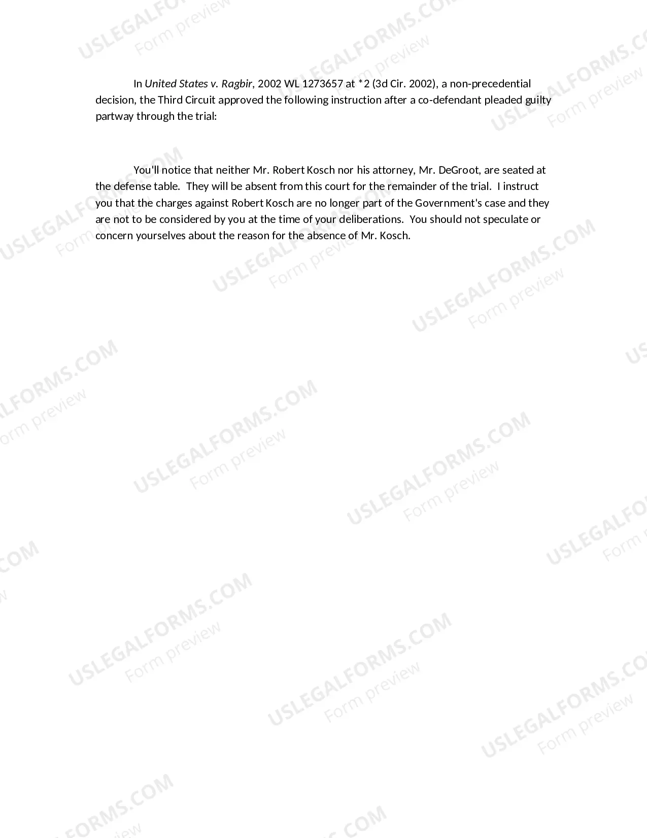 Preview Disposition During Trial of All Charges Against One or More Co-Defendant(s)