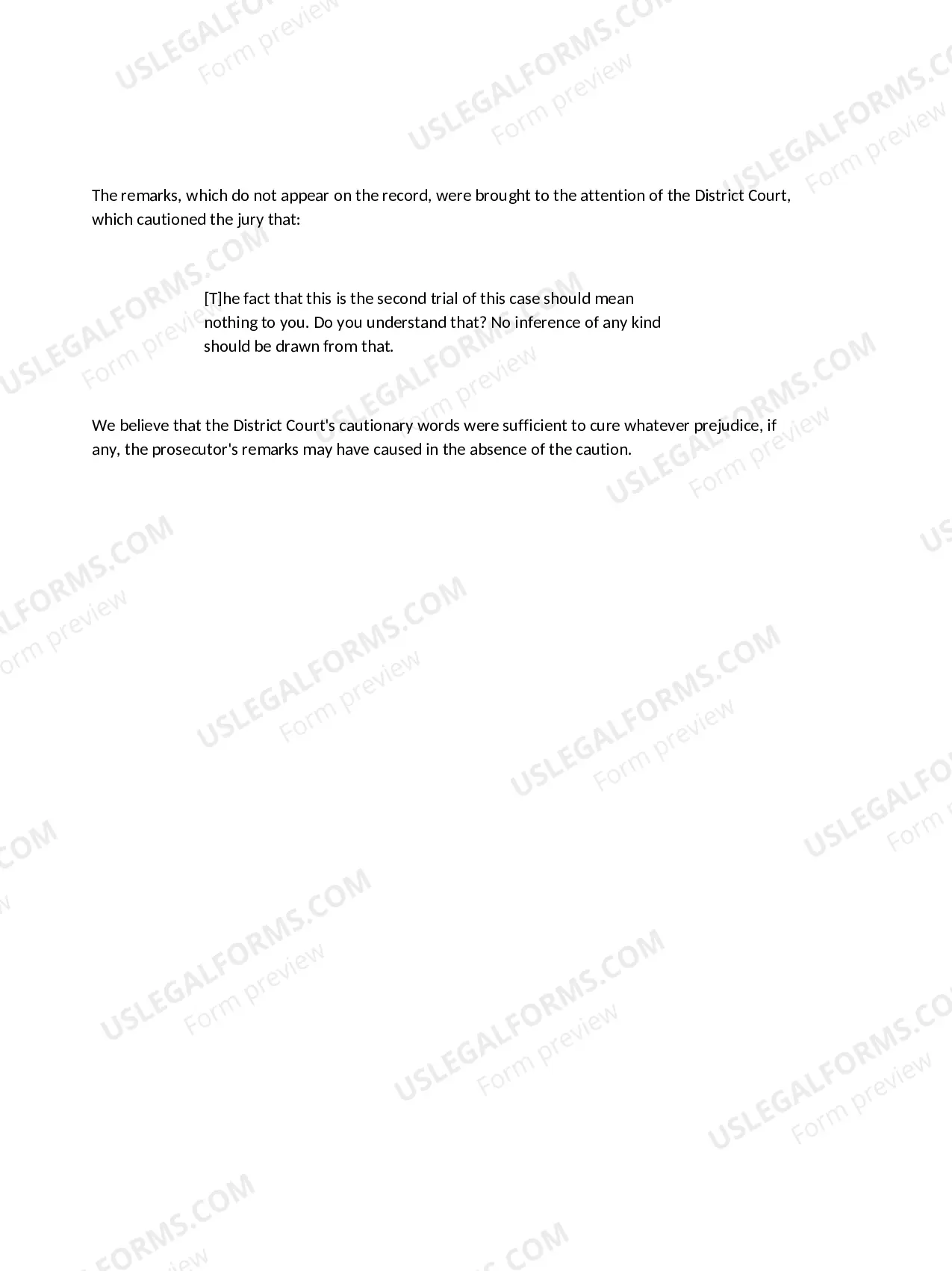 Preview Previous Proceeding (Trial) of Defendant