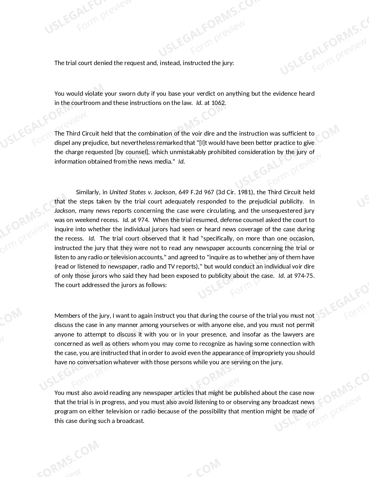 Preview Prejudicial Publicity During Trial