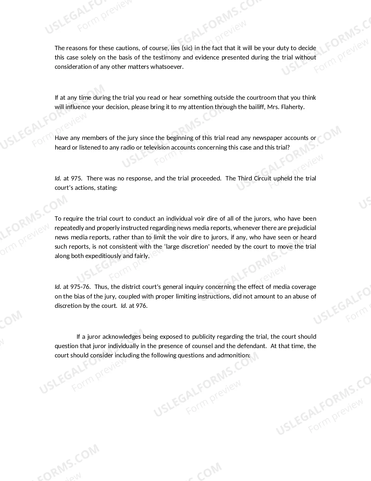 Preview Prejudicial Publicity During Trial