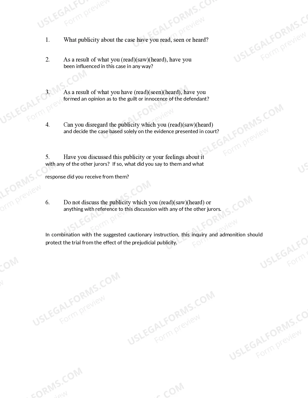 Preview Prejudicial Publicity During Trial