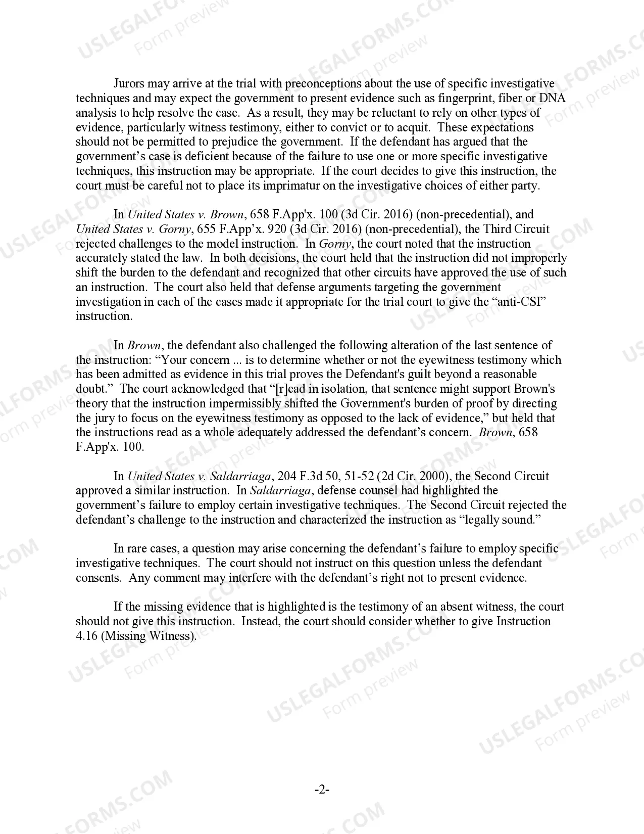 Preview Specific Investigation Techniques Not Required (revised 2016)