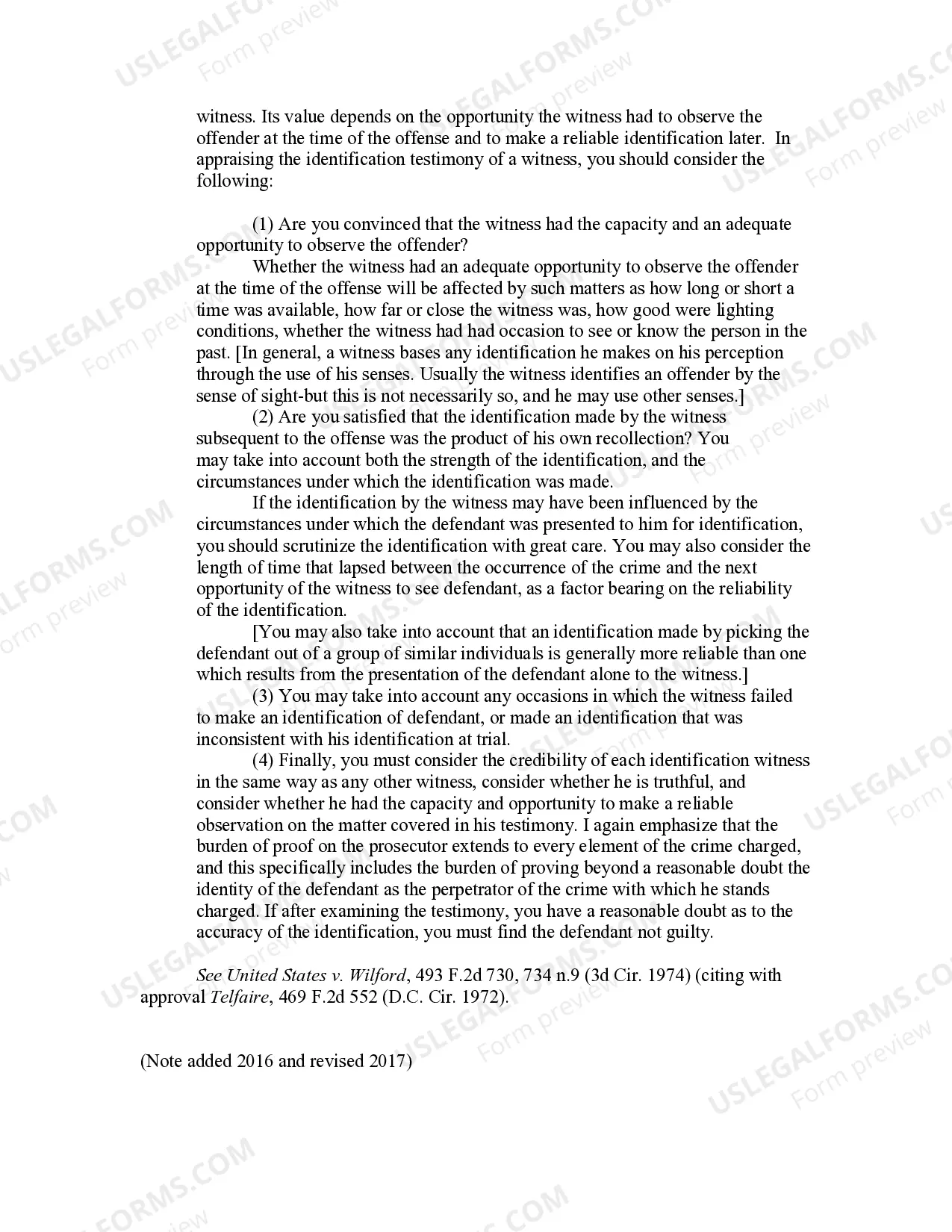 Preview Eyewitness Identification of the Defendant (Note added 2016 and revised 2017)