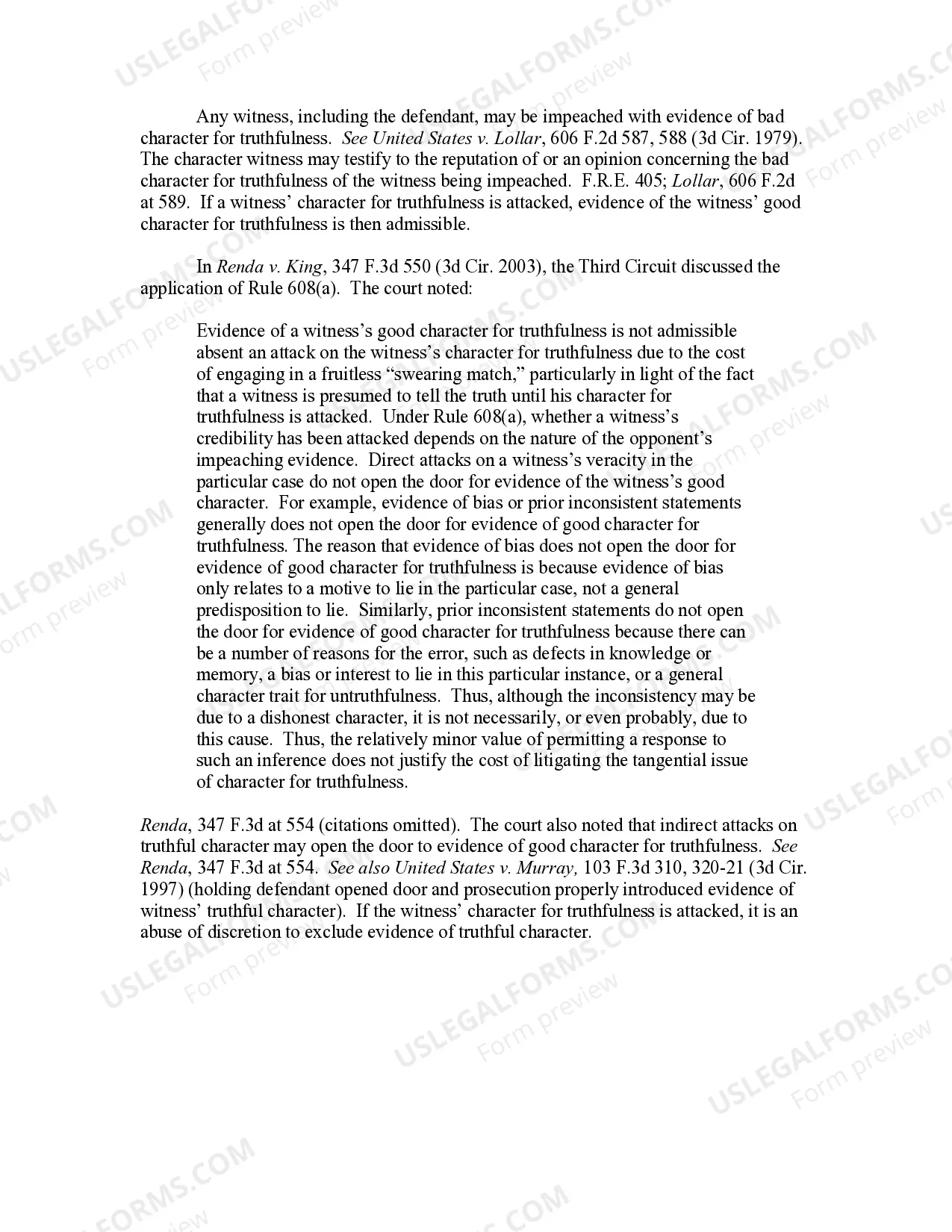 Preview Impeachment - Bad Character for Truthfulness (F.R.E. 608(a))