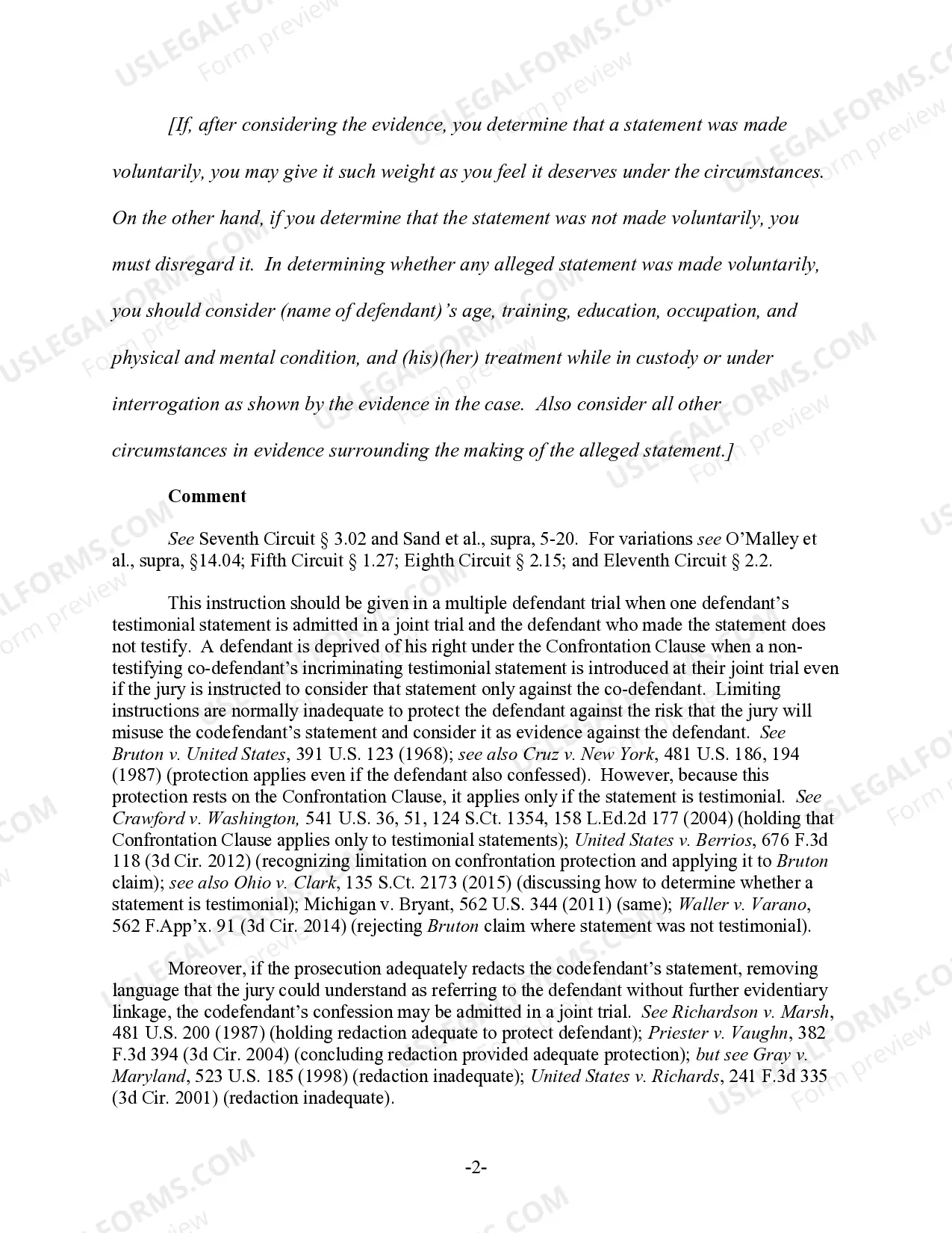 Preview Prior Statement of Non-testifying Defendant in Multi-Defendant Trial (revised 2016)